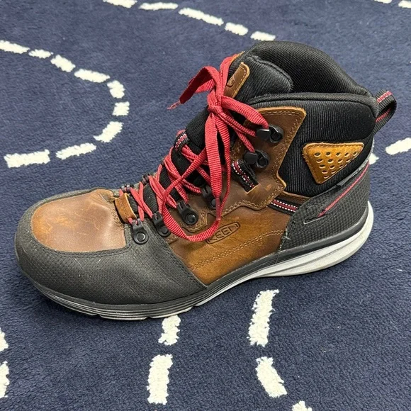 Keen Men's Brown and Black Boots with Red Accents - Picture 1 of 6